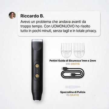 UOMONUOVO — Rasoio elettrico 2 in 1 per corpo e zone intime maschili